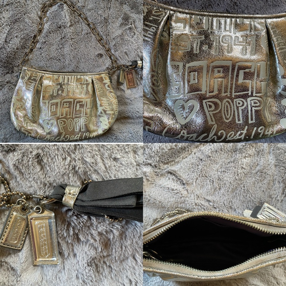 Coach Poppy Mini Purse Silver